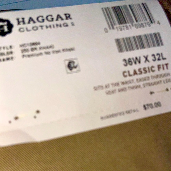 Haggar Men 36 x 32 Premium No Iron Flat Front Classic Fit Khaki Stretch Pant NEW - Picture 8 of 8